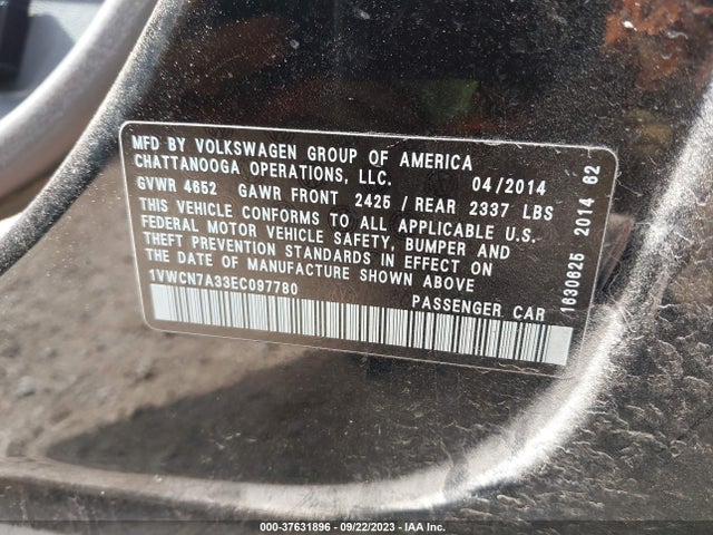 1VWCN7A33EC097780 Volkswagen Passat Tdi Sel Premium