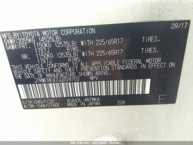 Toyota Rav4 Xle/adventure 2018 JTMWFREV7JJ724703 Image 9