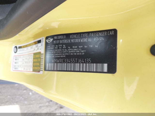 2005 MINI COOPER HARDTOP WMWRC33455TJ64135 Photo 8