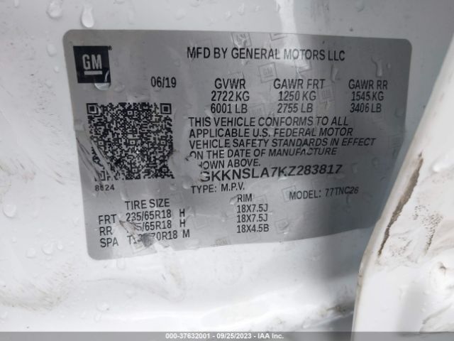 1GKKNSLA7KZ283817 GMC Acadia Sle-2
