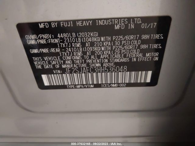 JF2SJAEC3HH536048 Subaru Forester Premium