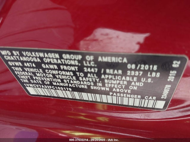 1VWCV7A32FC103179 Volkswagen Passat 2.0l Tdi Sel Premium