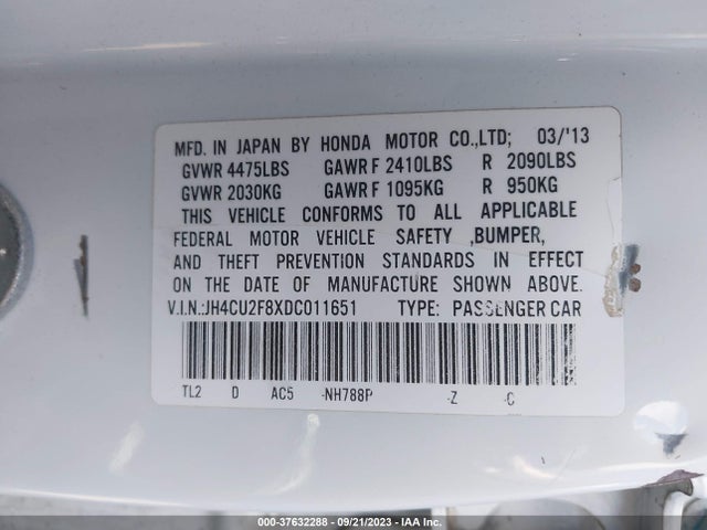 2013 ACURA TSX 2.4 VIN: JH4CU2F8XDC011651