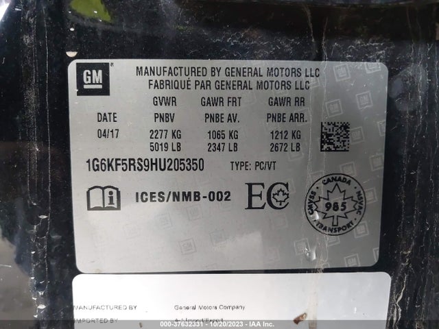 1G6KF5RS9HU205350 Cadillac Ct6 Premium Luxury