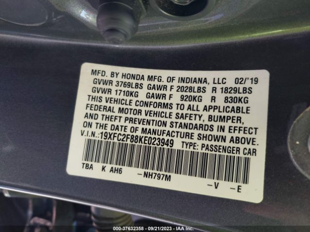 19XFC2F88KE023949 Honda Civic Sedan Sport