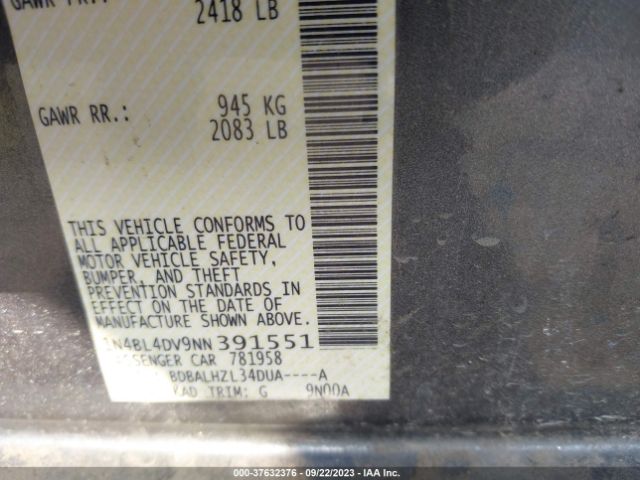 1N4BL4DV9NN391551 Nissan Altima 2.5 Sv