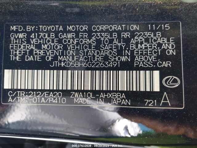 Lexus CT 200H 2016 JTHKD5BH6G2263491 Image 9