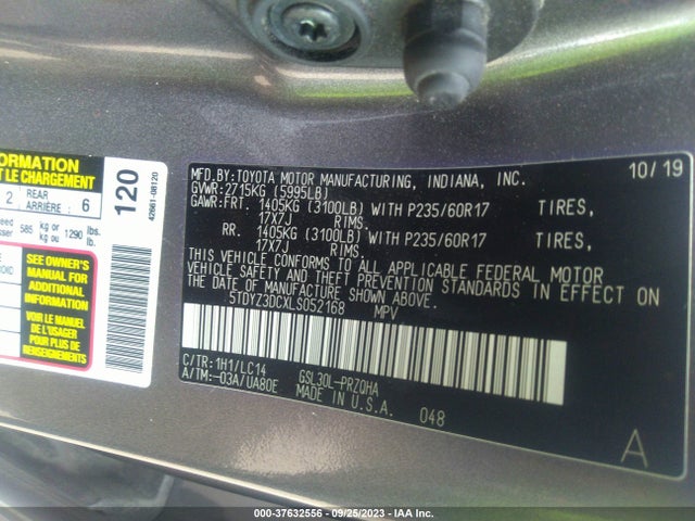 Toyota Sienna Xle Auto Access 2020 5TDYZ3DCXLS052168 Image 9
