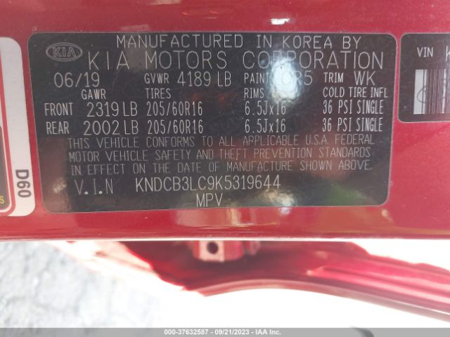 KNDCB3LC9K5319644 KIA NIRO LX