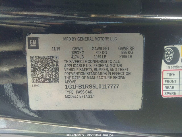 Chevrolet Camaro 1lt 2020 1G1FB1RS5L0117777 Image 9