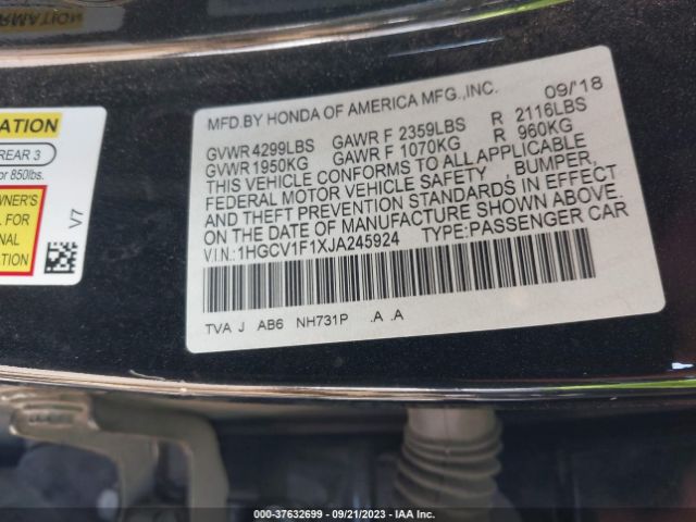 1HGCV1F1XJA245924 Honda Accord Sedan Lx 1.5t