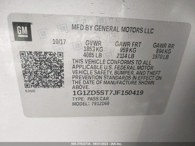 Chevrolet MALIBU LT 2018 1G1ZD5ST7JF150419 Image 9