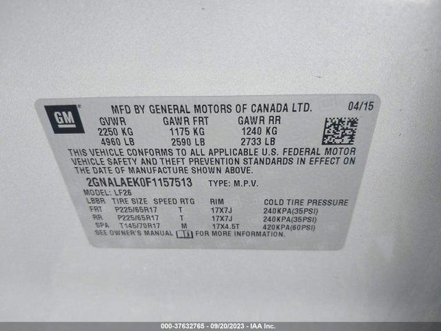 Chevrolet EQUINOX LS 2015 2GNALAEK0F1157513 Image 9