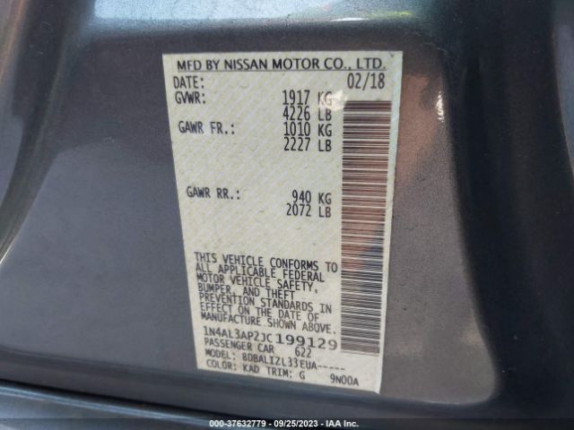 1N4AL3AP2JC199129 Nissan Altima 2.5 Sv