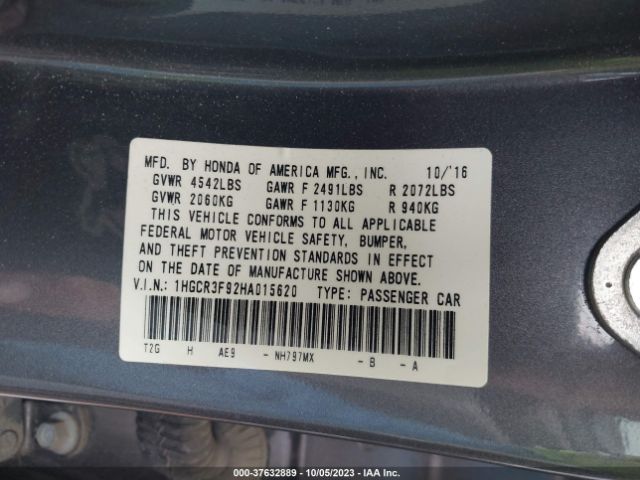 1HGCR3F92HA015620 Honda Accord Sedan Touring