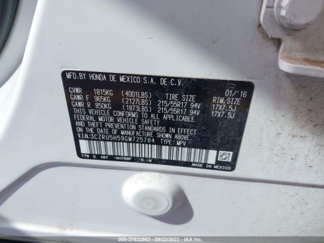 3CZRU5H59GM725784 Honda HR-V EX