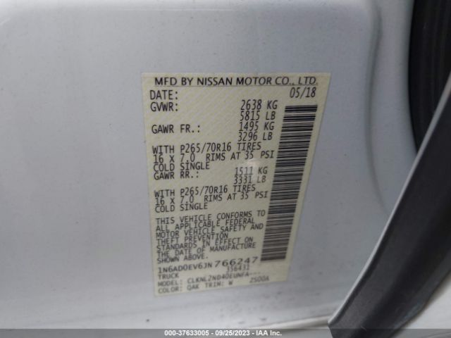 1N6AD0EV6JN766247 Nissan Frontier Sv V6