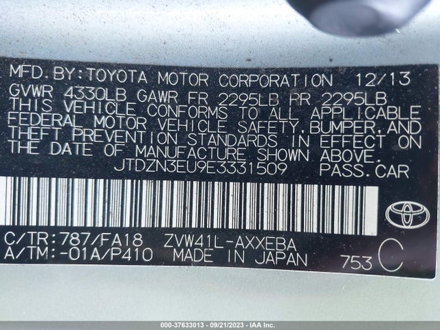 Toyota Prius V Two/three/five 2014 JTDZN3EU9E3331509 Image 9