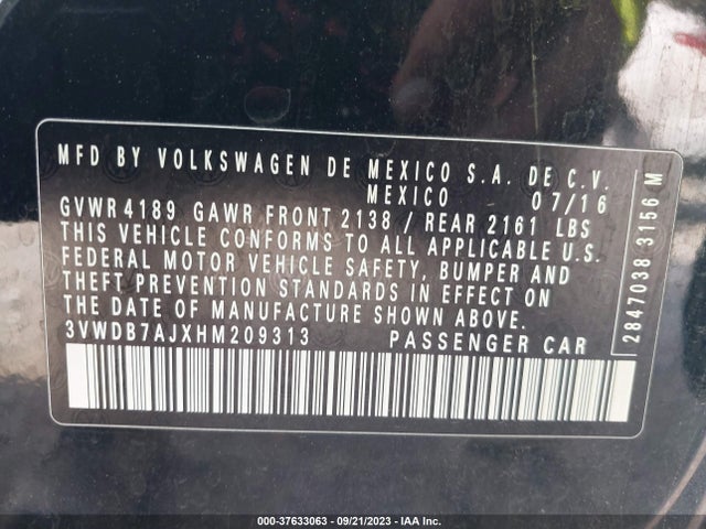 3VWDB7AJXHM209313 Volkswagen Jetta 1.4t Se