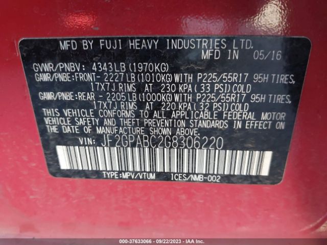 JF2GPABC2G8306220 Subaru Crosstrek Premium
