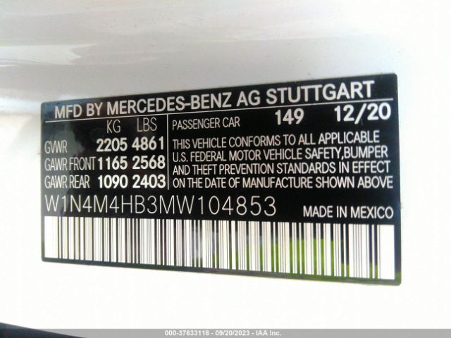 W1N4M4HB3MW104853 Mercedes-Benz Glb Glb 250