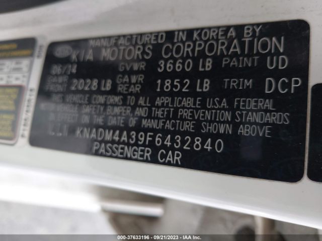KNADM4A39F6432840 KIA RIO LX