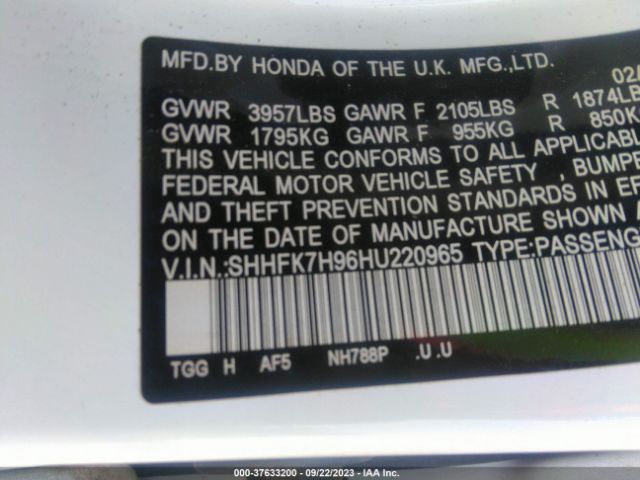 SHHFK7H96HU220965 Honda Civic Hatchback Sport Touring