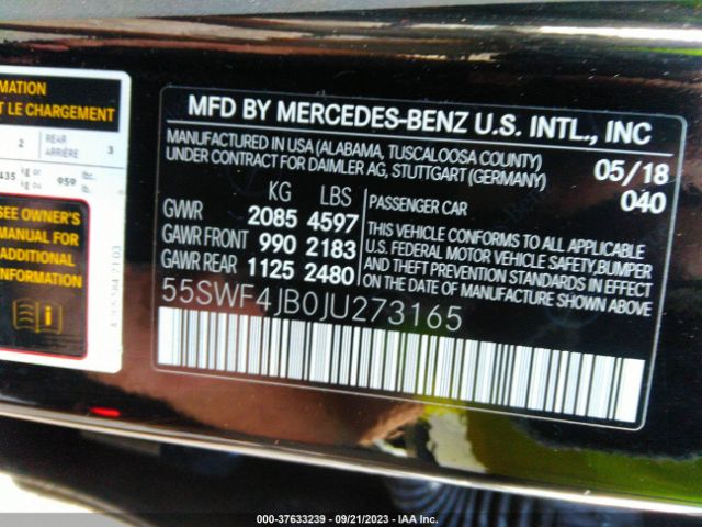 55SWF4JB0JU273165 Mercedes-Benz C-class C 300