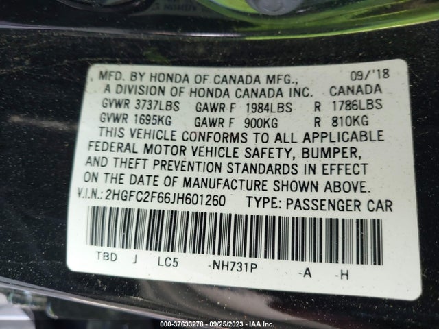 Honda Civic Sedan Lx 2018 2HGFC2F66JH601260 Image 9