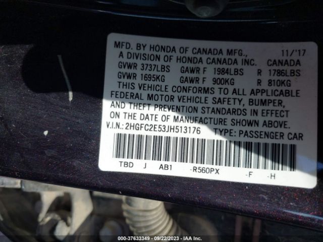 2HGFC2E53JH513176 Honda Civic Sedan Lx