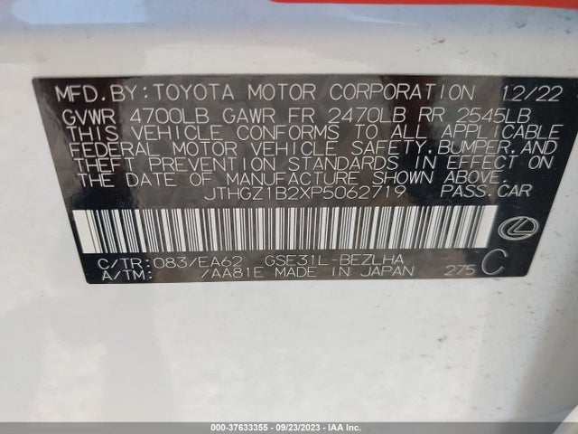 JTHGZ1B2XP5062719 Lexus Is Is 350 F Sport