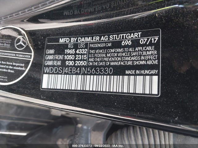WDDSJ4EB4JN563330 Mercedes-Benz Cla Cla 250