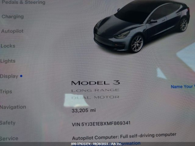 5YJ3E1EBXMF869341 Tesla Model 3 Long Range