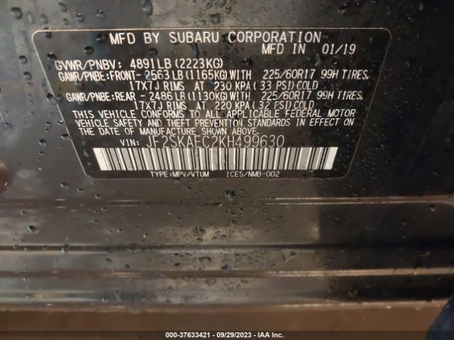 JF2SKAEC2KH499630 Subaru Forester Premium