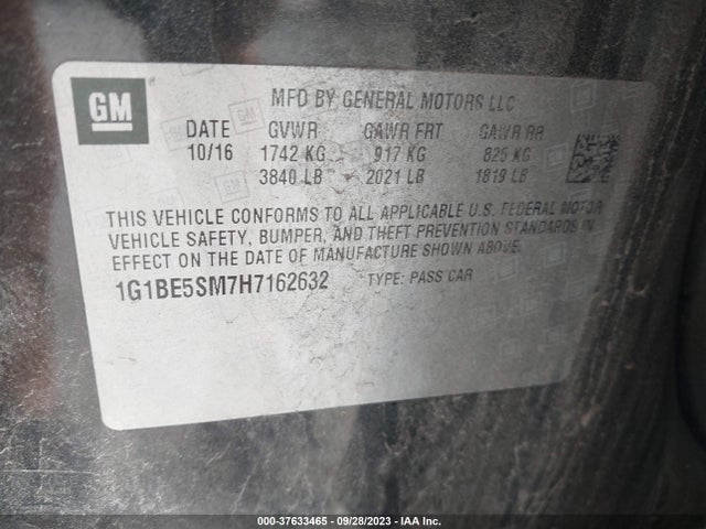 Chevrolet CRUZE LT 2017 1G1BE5SM7H7162632 Image 9