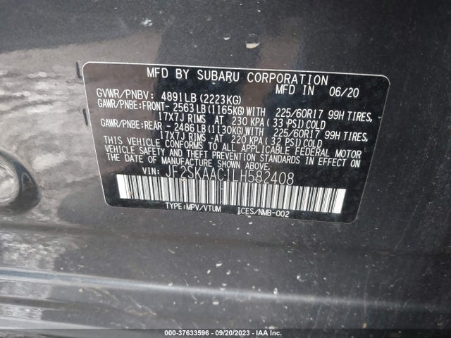 JF2SKAAC1LH582408 Subaru Forester