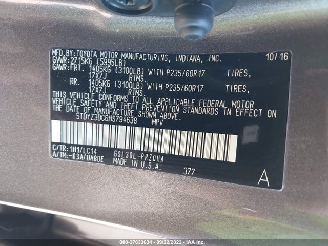 Toyota Sienna Xle Auto Access 2017 5TDYZ3DC6HS794638 Image 9
