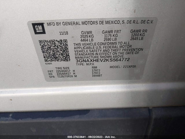 Chevrolet EQUINOX LS 2019 3GNAXHEV2KS564772 Image 9