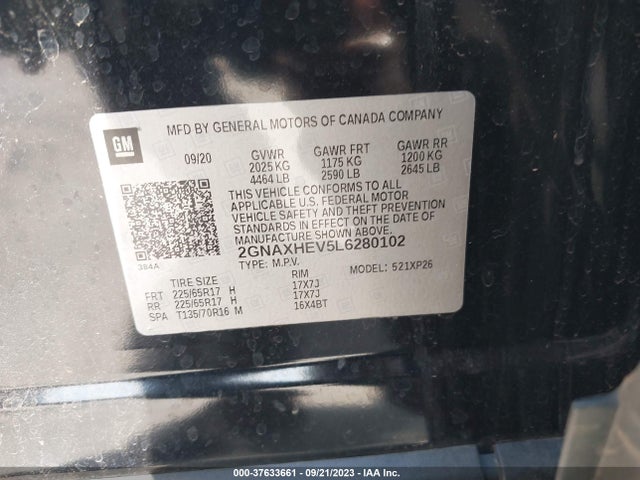 Chevrolet EQUINOX LS 2020 2GNAXHEV5L6280102 Image 9