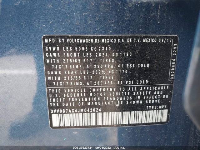 3VV0B7AX4JM042024 Volkswagen TIGUAN S