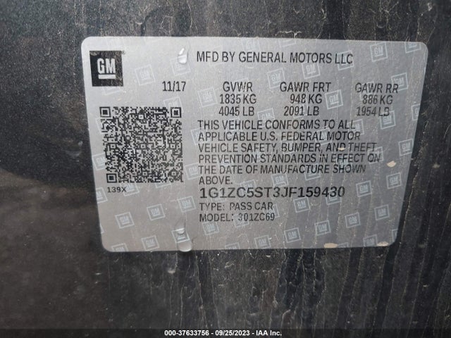 Chevrolet Malibu 1fl 2018 1G1ZC5ST3JF159430 Image 9