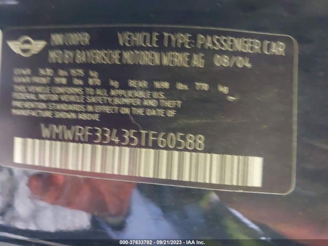 2005 MINI COOPER CONVERTIBLE WMWRF33435TF60588 Photo 8