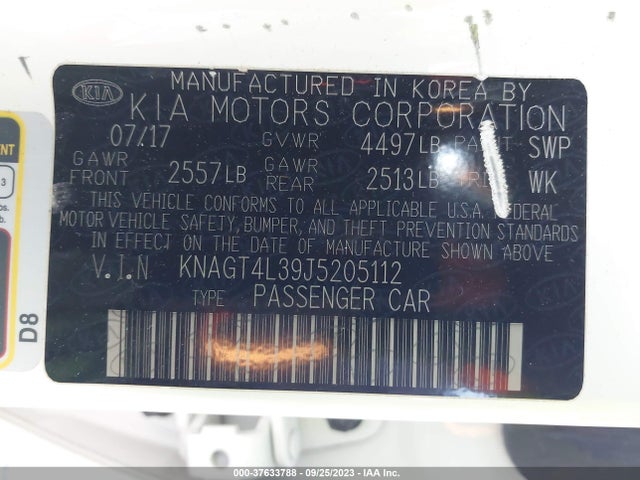KIA Optima Lx 2018 KNAGT4L39J5205112 Image 9