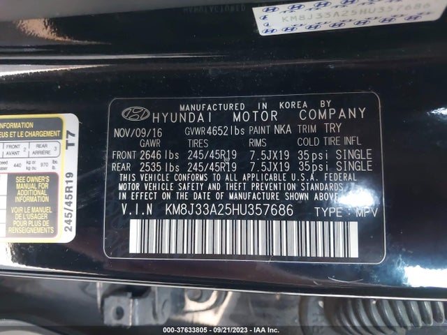 Hyundai Tucson Sport 2017 KM8J33A25HU357686 Image 9