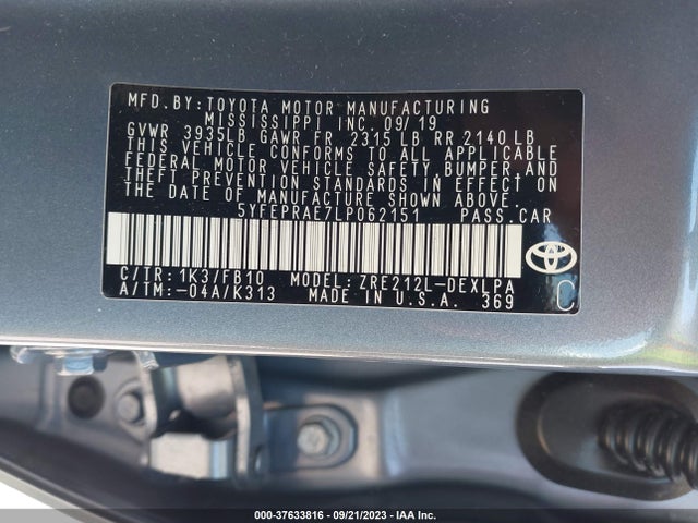 Toyota COROLLA LE 2020 5YFEPRAE7LP062151 Image 9