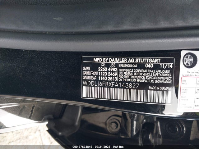 WDDLJ6FBXFA143827 Mercedes-Benz Cls-class Cls 400