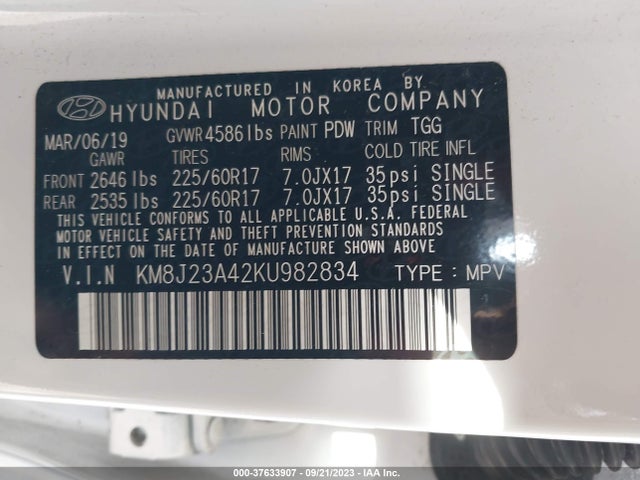 Hyundai TUCSON SE 2019 KM8J23A42KU982834 Image 9