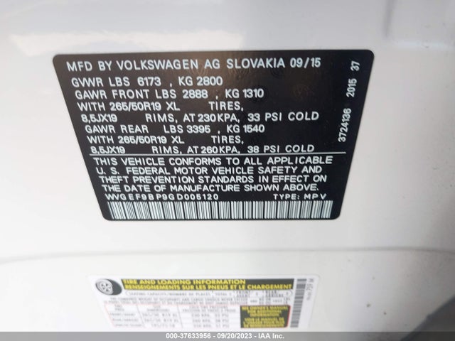 WVGEF9BP9GD005120 Volkswagen Touareg Lux