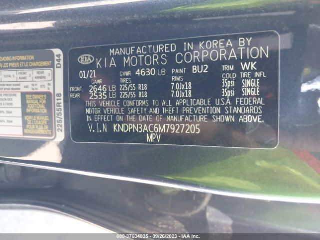 KNDPN3AC6M7927205 KIA Sportage Ex