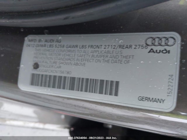 2012 AUDI A6 3.0T PREMIUM PLUS VIN: WAUGGAFCXCN156780